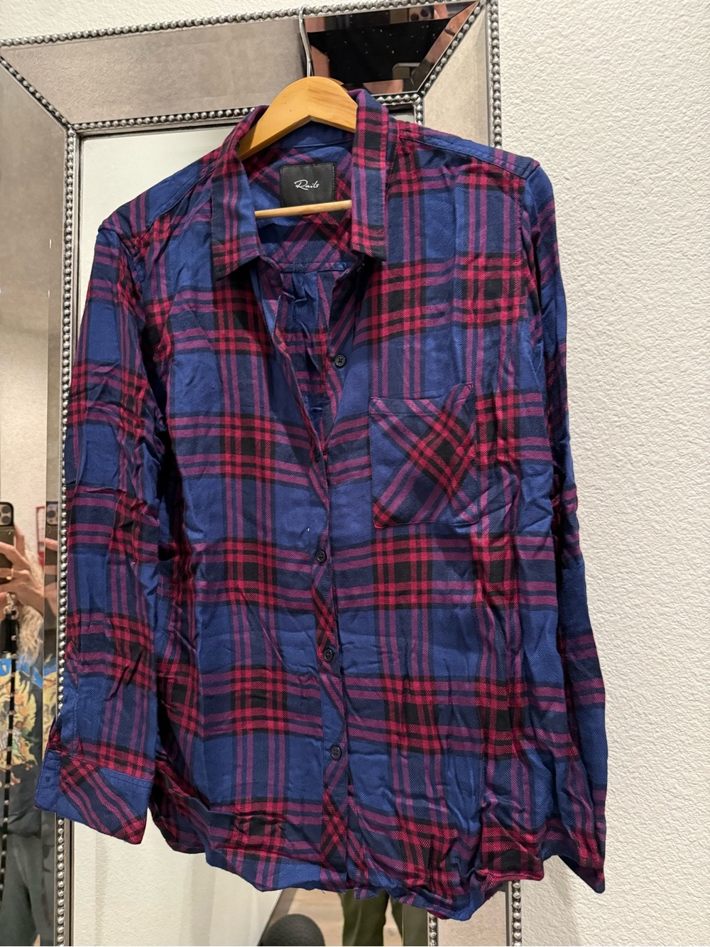 Rails Navy and Burgundy Plaid Button-Up Shirt
